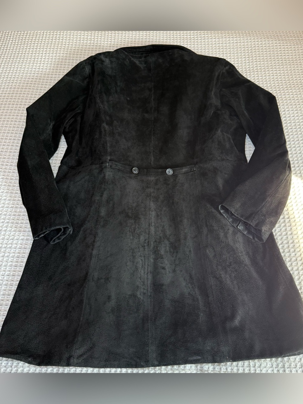 Leather Limited Suede Trench Coat Womens XL Black Western Cowgirl Classic Boho - Picture 8 of 8